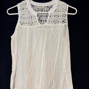 Loft Petite Macrame Top Cotton Top